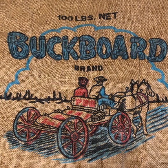 Burlap Sack BuckBoard PDQ Pinto Beans 100lbs Bag Bright Wagon Horse Western Vint - Picture 7 of 16